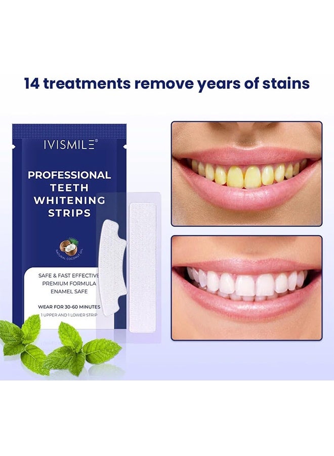 IVISMILE 28 Pcs 5D Teeth Whitening Kit, Teeth Whitening Strips for Sensitive, Professional Effects, 28 Strips Whitener Safe Whitestrip, Deep Stains Removal Tooth Whitening - Image 2